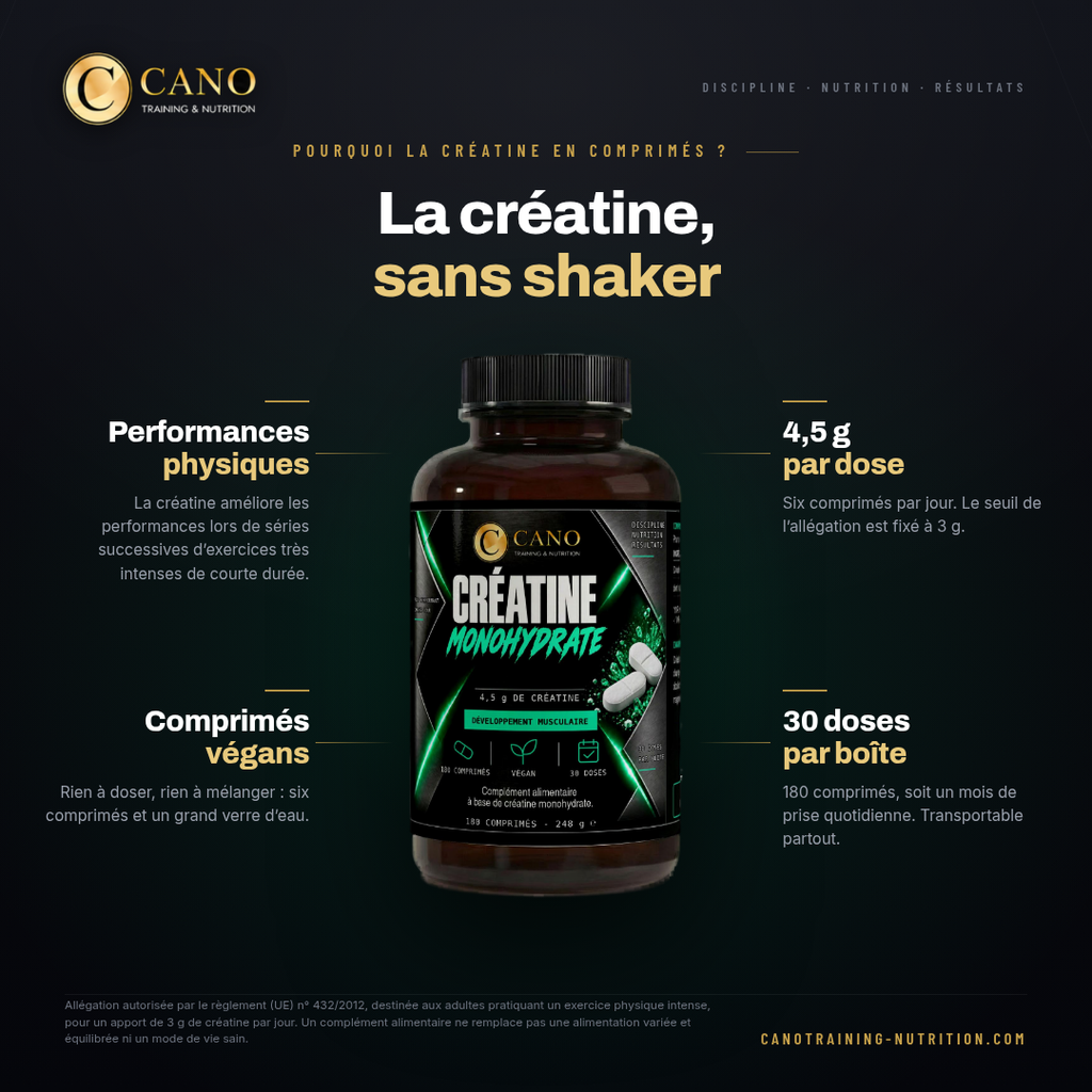 Créatine monohydrate pure - 180 comprimés