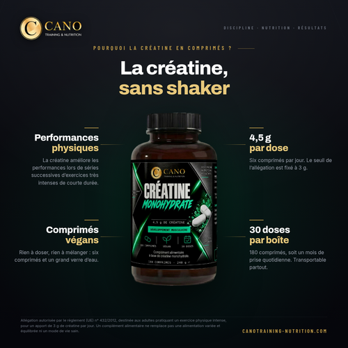 Créatine monohydrate pure - 180 comprimés