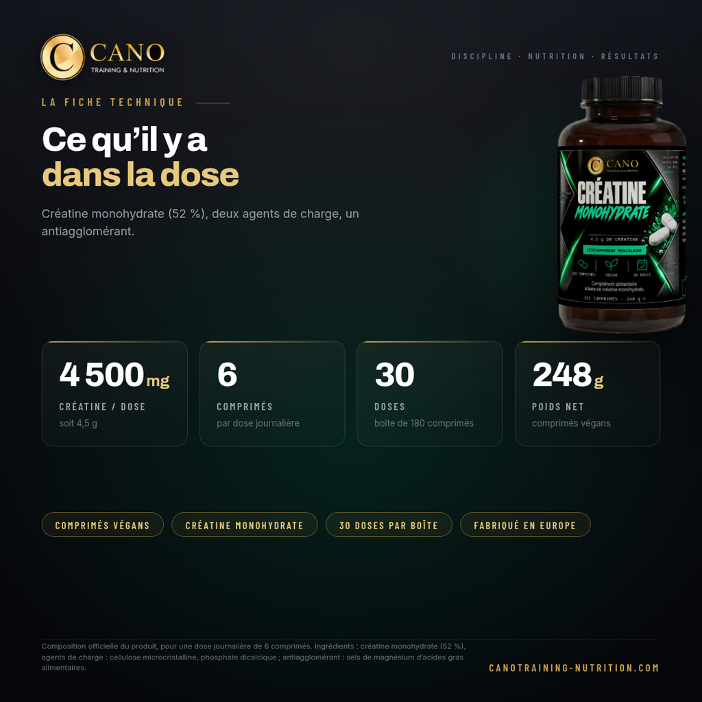 Créatine monohydrate pure - 180 comprimés